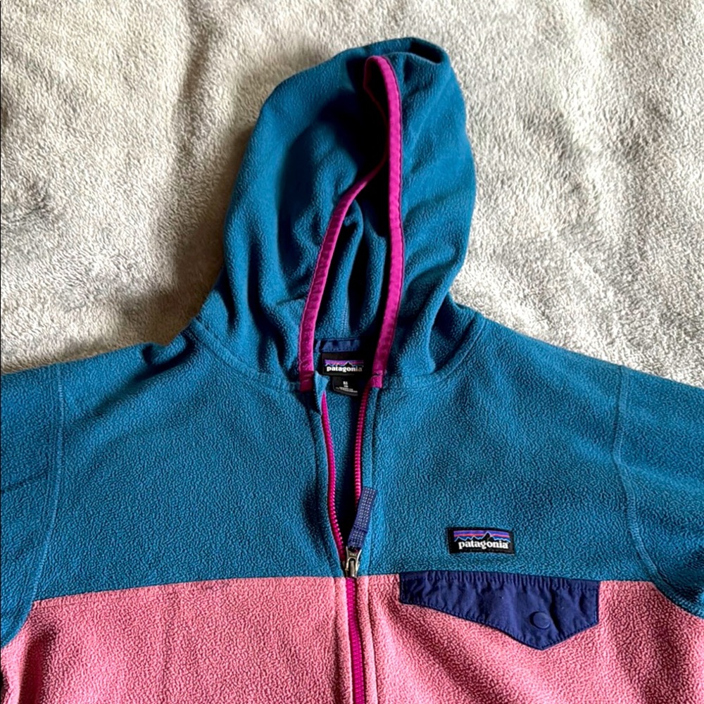 Patagonia Kids' Blue and Pink Hoodie